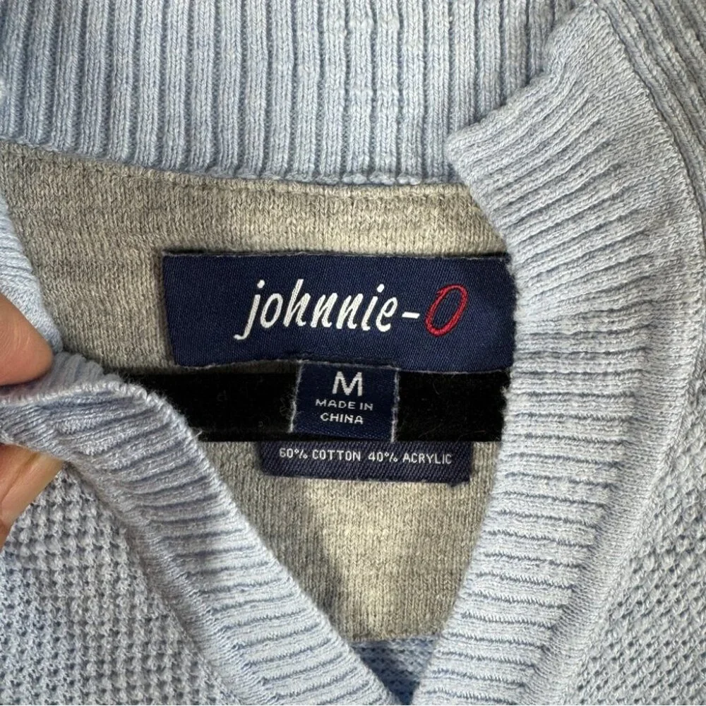 Johnnie-O Light Light Blue Cotton Knit Men's Sweater Size M Casual Golf Pullover